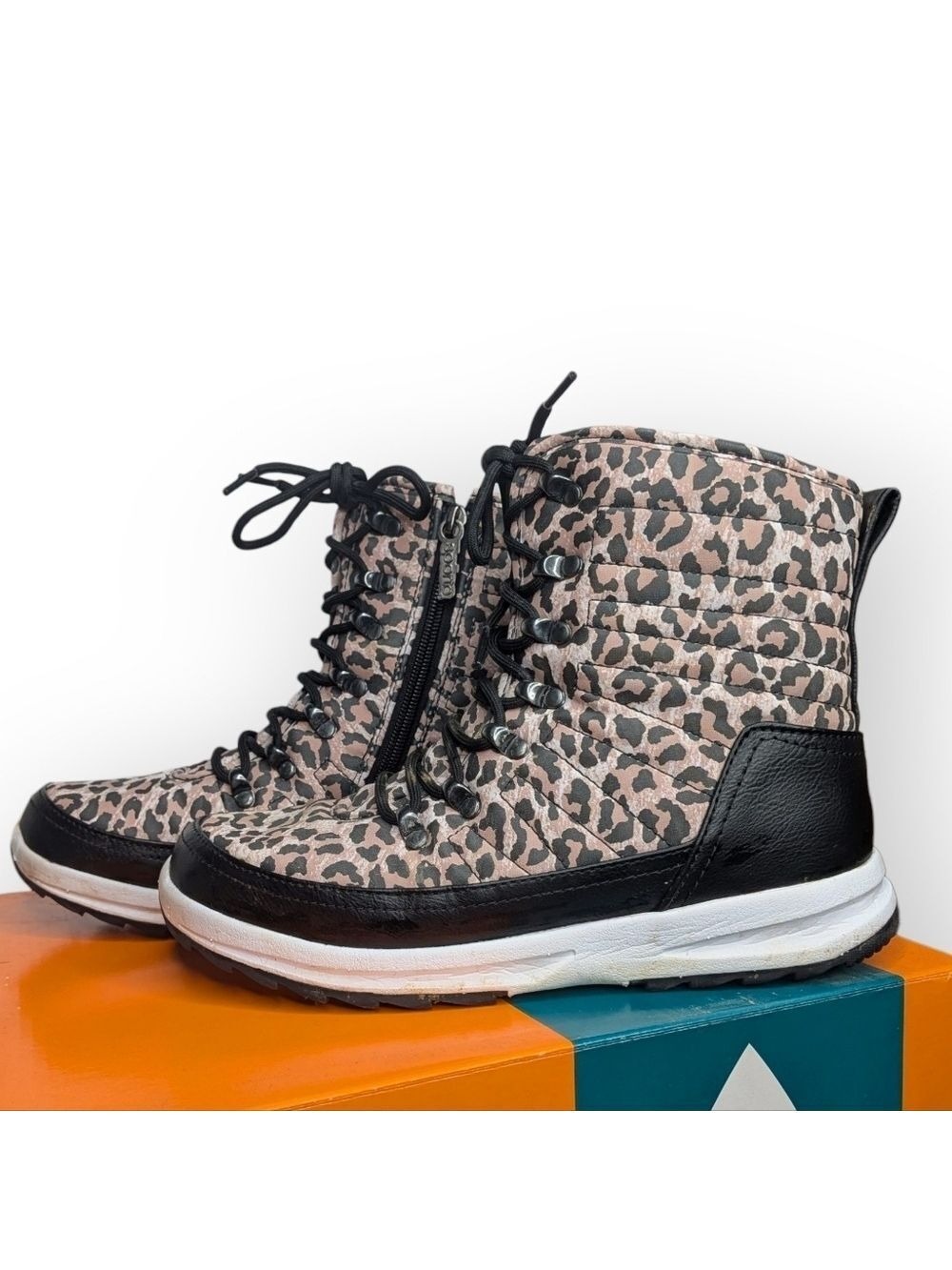 Sporto Leopard Print Warm Lined Winter Boots Women’s 6.5M Waterproof Style